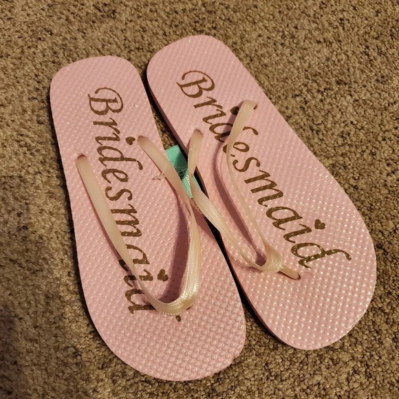 Bridesmaid Wedding Bridal Flip Flops XL 11/12 - Picture 1 of 6